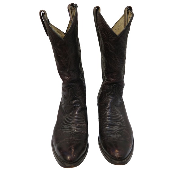 Dan Post Cowboy Western Boots‎ Brown Leather Detailed Stitching Men's Size 9.5D - Picture 5 of 14